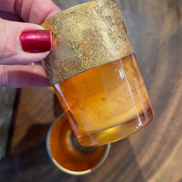 3 Amber & Gold colored Tea Light Holders - Picture 6 of 6